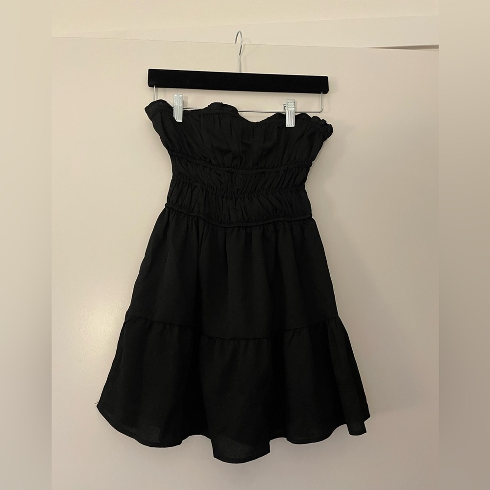 Princess Polly Black Smocked Strapless Dress